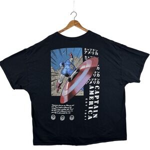 Marvel Captain America Shirt Mens 5XL Black Graphic Tee Short Sleeve‎ Comics